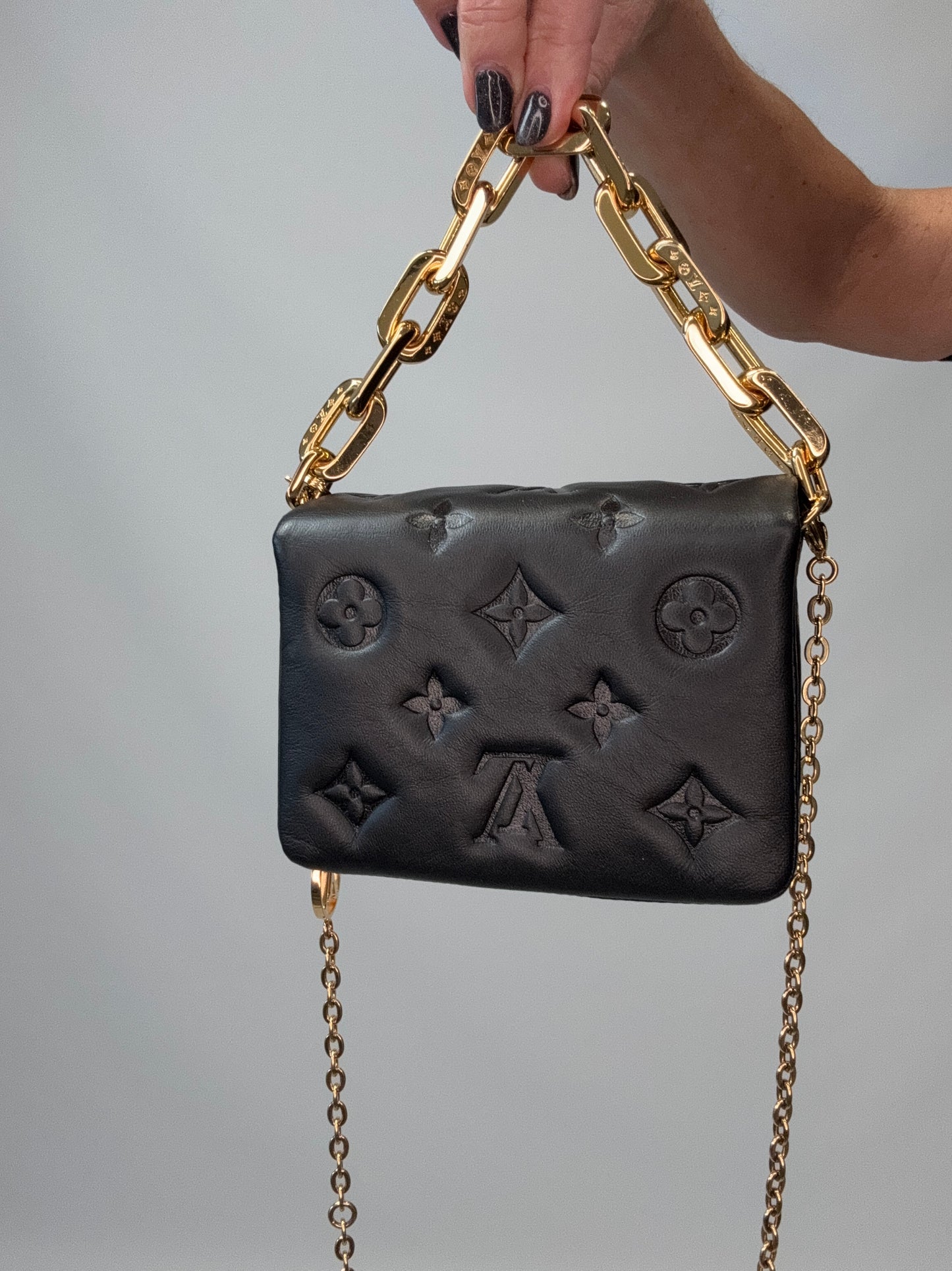 Louis Vuitton Monogram Embossed Coussin Belt Bag - Black