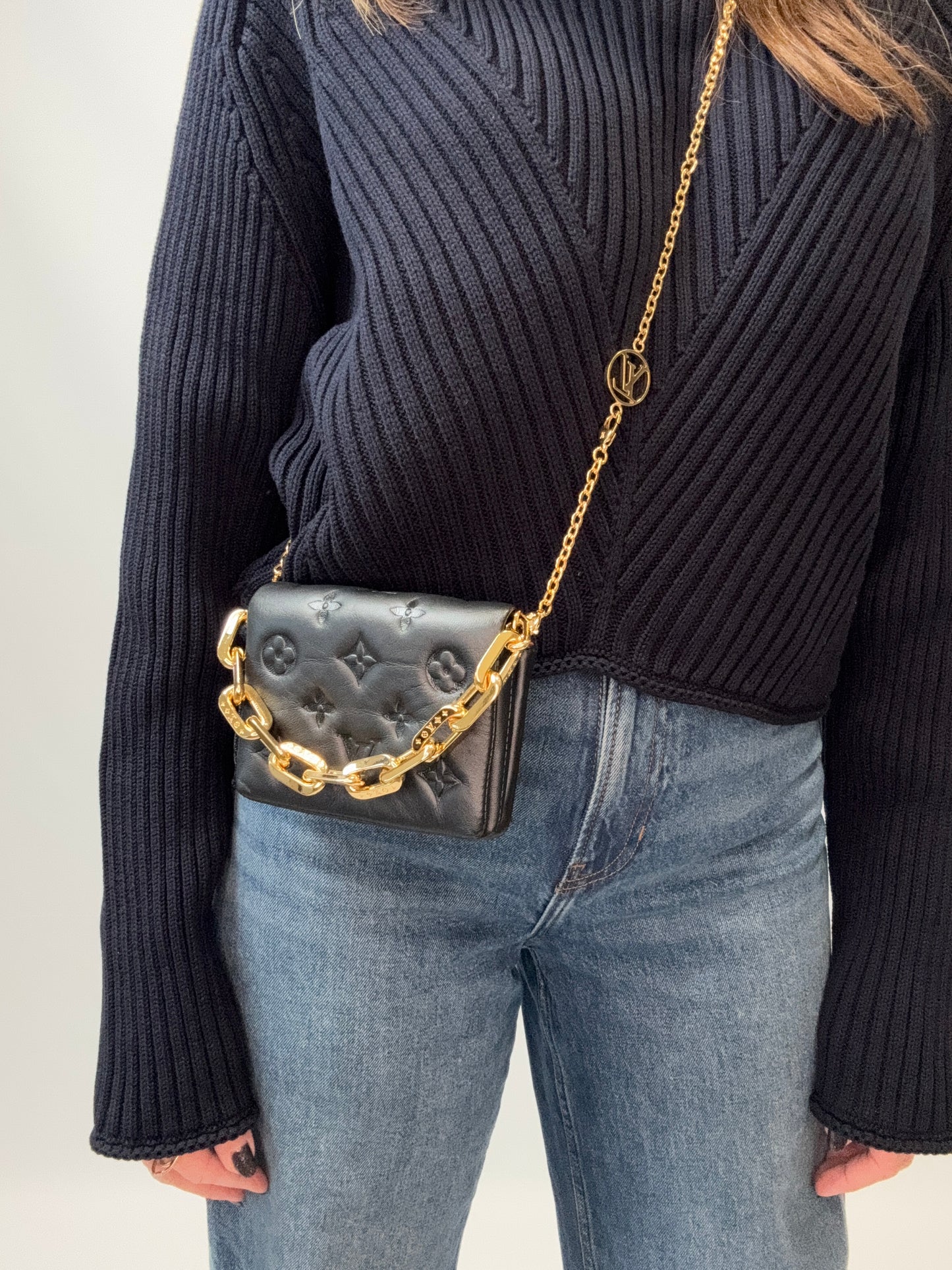 Louis Vuitton Monogram Embossed Coussin Belt Bag - Black
