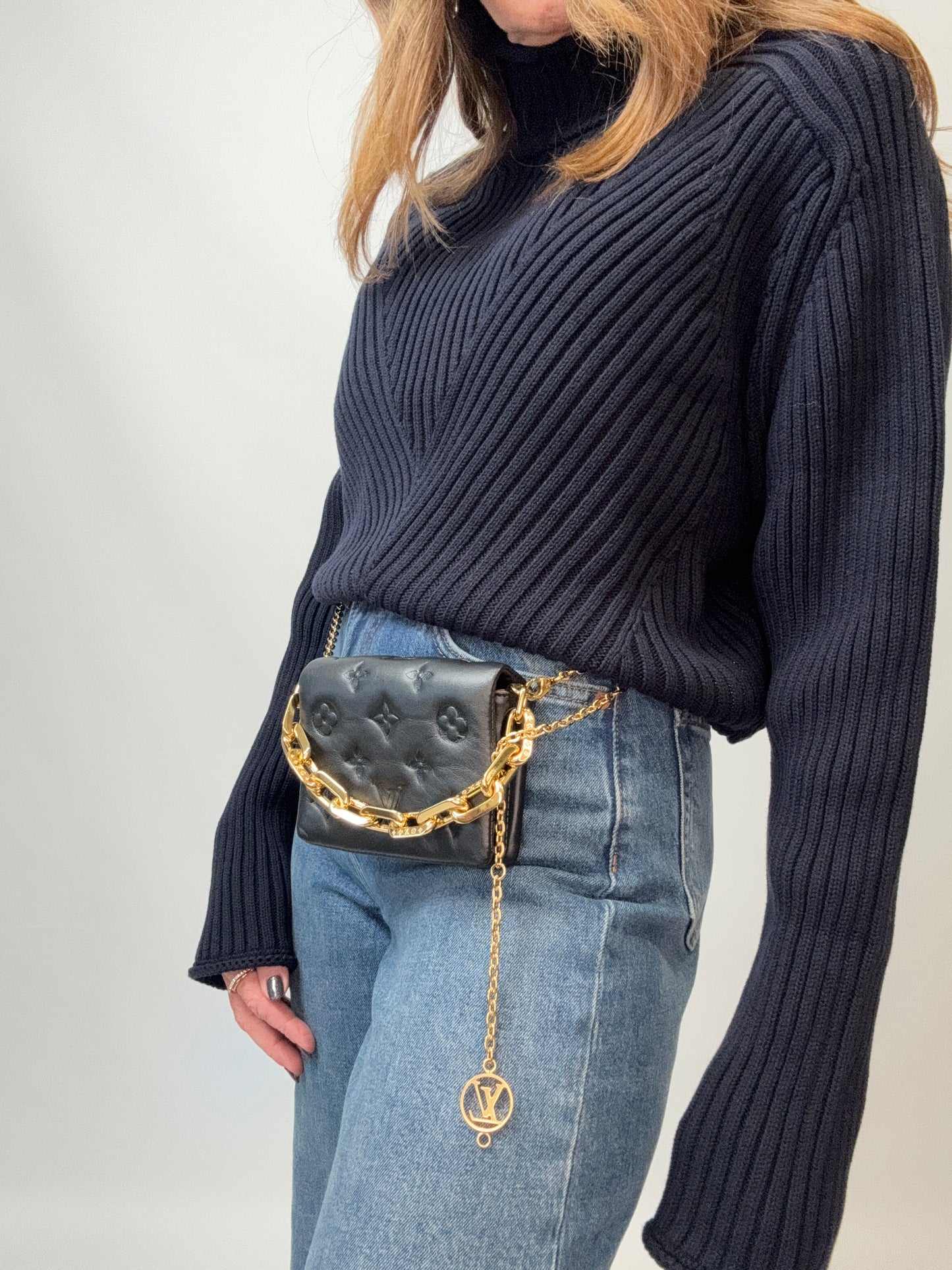 Louis Vuitton Monogram Embossed Coussin Belt Bag - Black