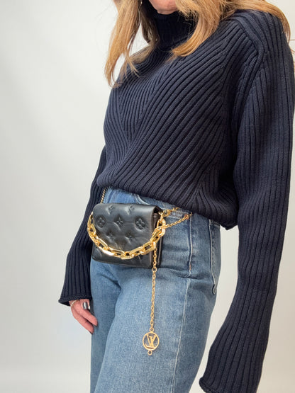 Louis Vuitton Monogram Embossed Coussin Belt Bag - Black