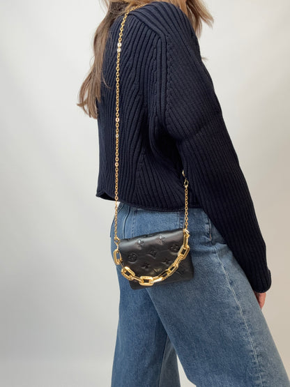 Louis Vuitton Monogram Embossed Coussin Belt Bag - Black