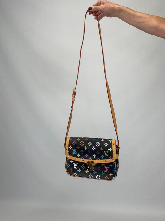 Louis Vuitton Murakami Black Multi Colored Monogram Sologne Bag