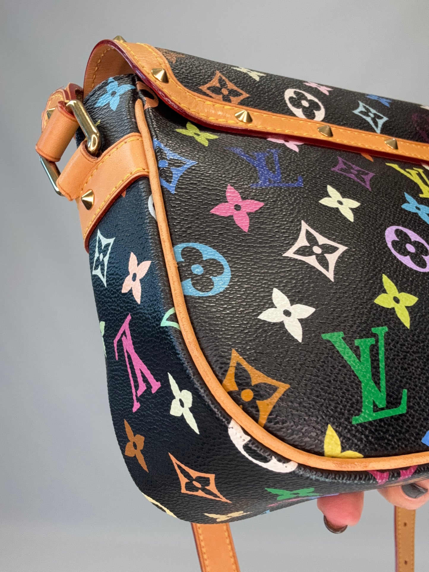 Louis Vuitton Murakami Black Multi Colored Monogram Sologne Bag