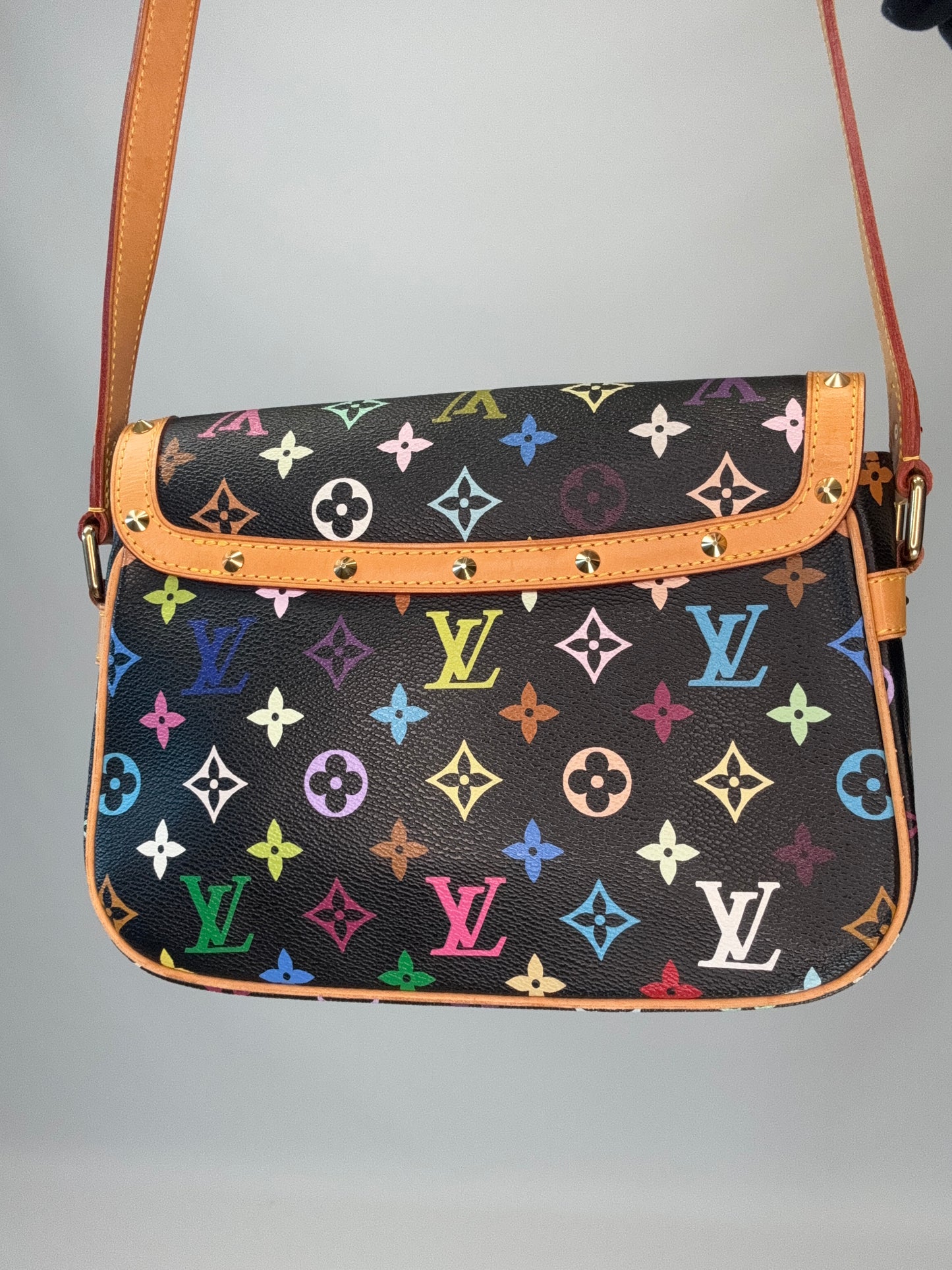 Louis Vuitton Murakami Black Multi Colored Monogram Sologne Bag