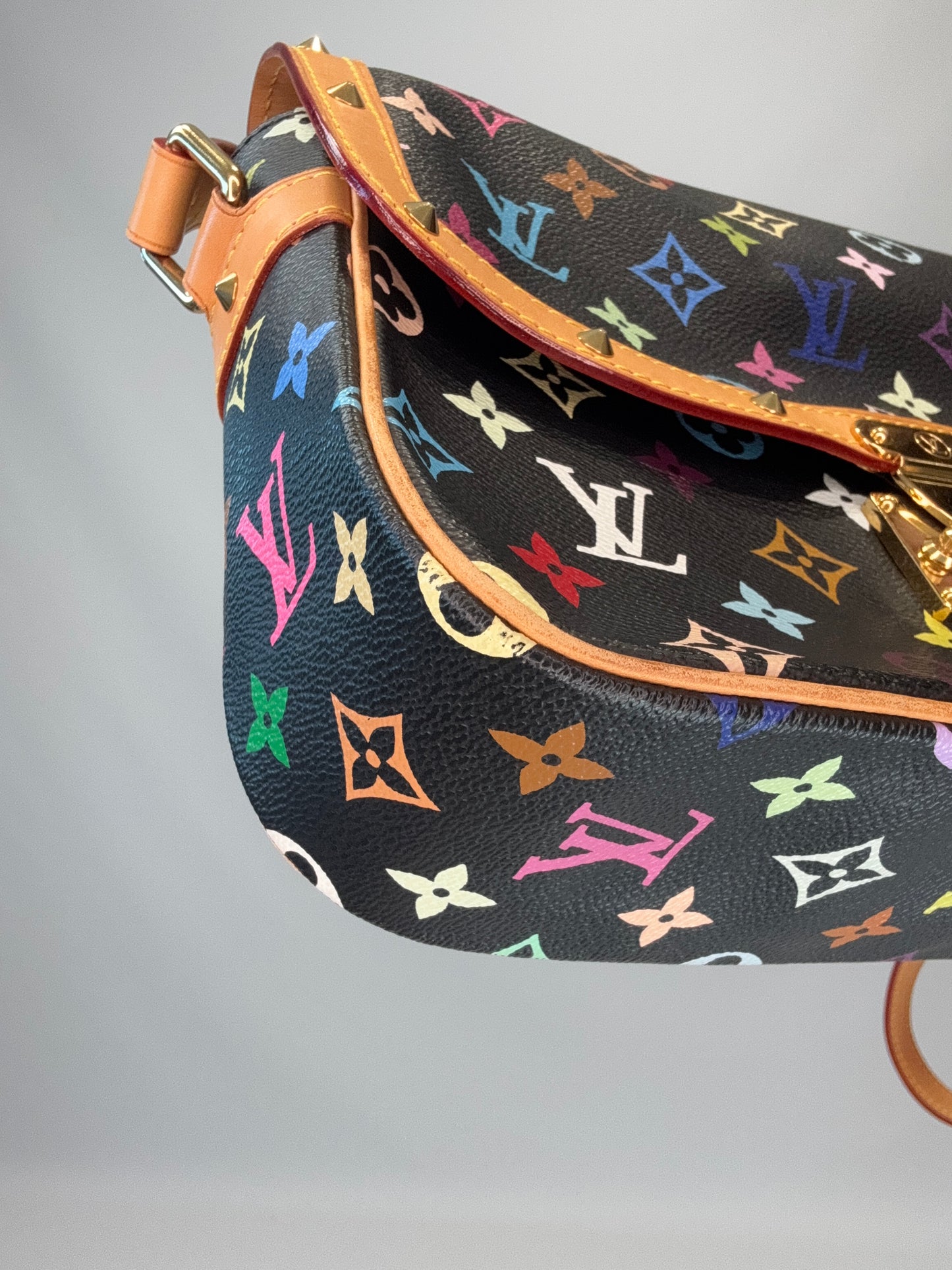 Louis Vuitton Murakami Black Multi Colored Monogram Sologne Bag