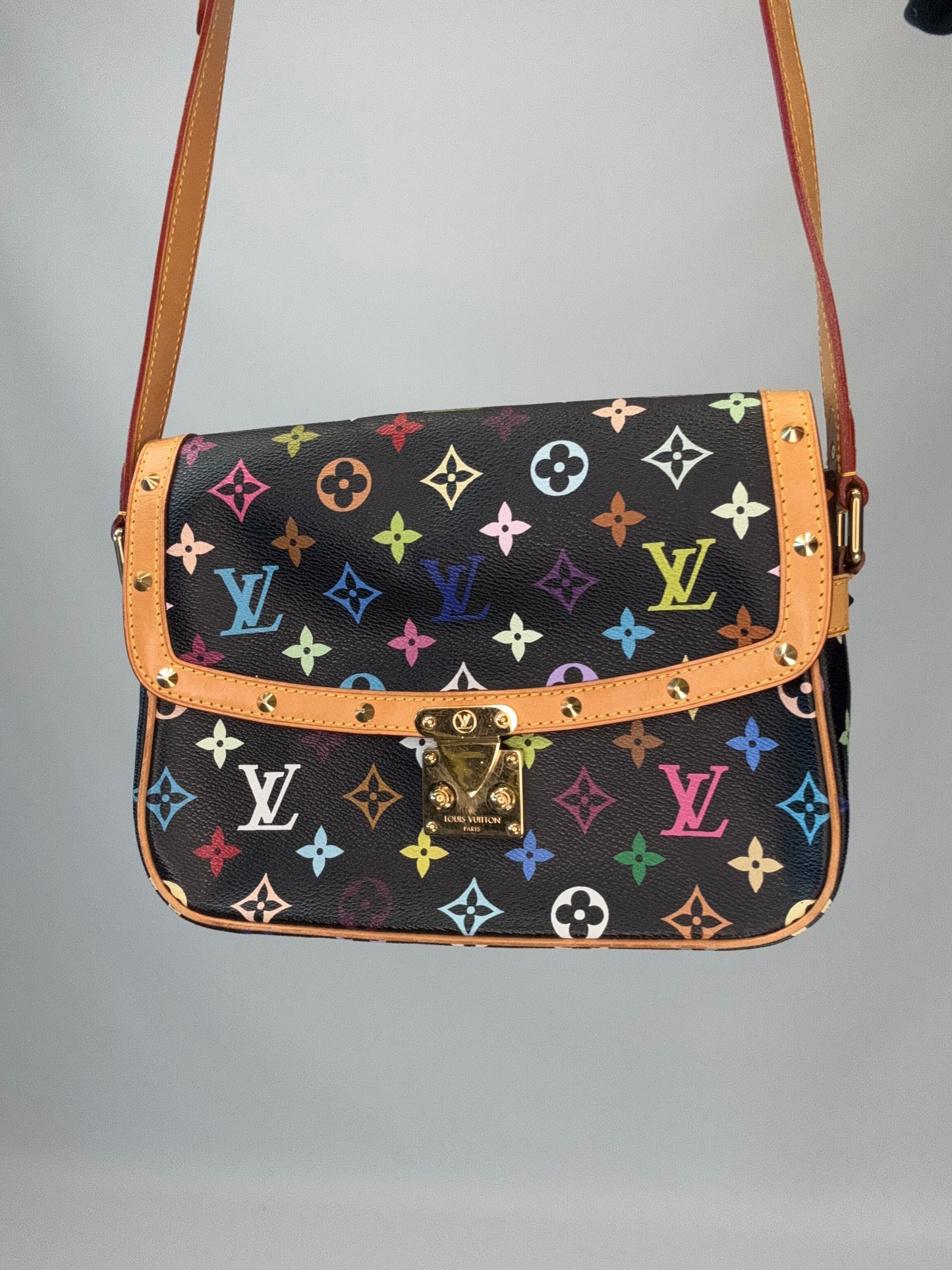 Louis Vuitton Murakami Black Multi Colored Monogram Sologne Bag