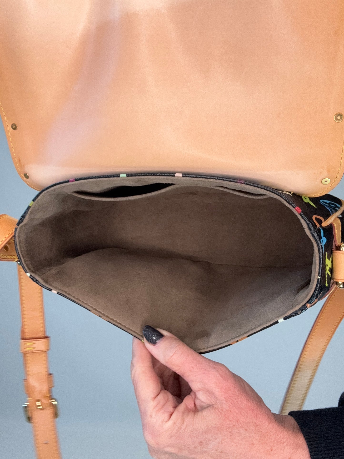 Louis Vuitton Murakami Black Multi Colored Monogram Sologne Bag