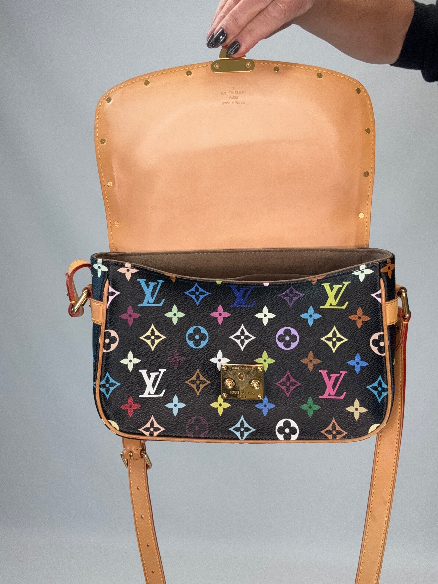 Louis Vuitton Murakami Black Multi Colored Monogram Sologne Bag