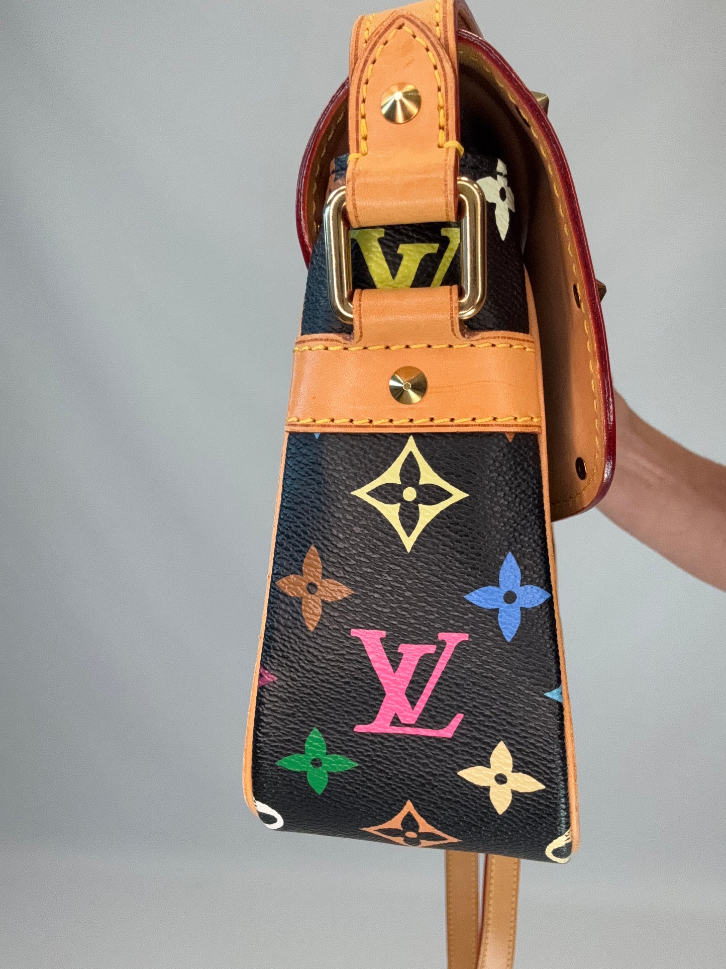 Louis Vuitton Murakami Black Multi Colored Monogram Sologne Bag