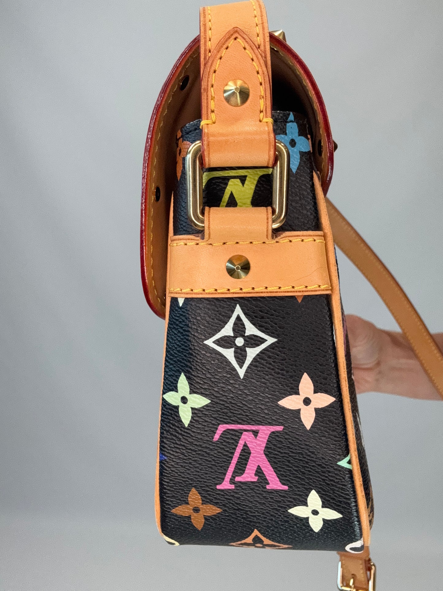 Louis Vuitton Murakami Black Multi Colored Monogram Sologne Bag