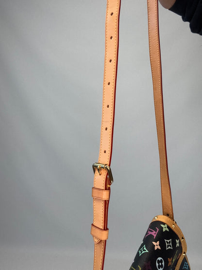Louis Vuitton Murakami Black Multi Colored Monogram Sologne Bag