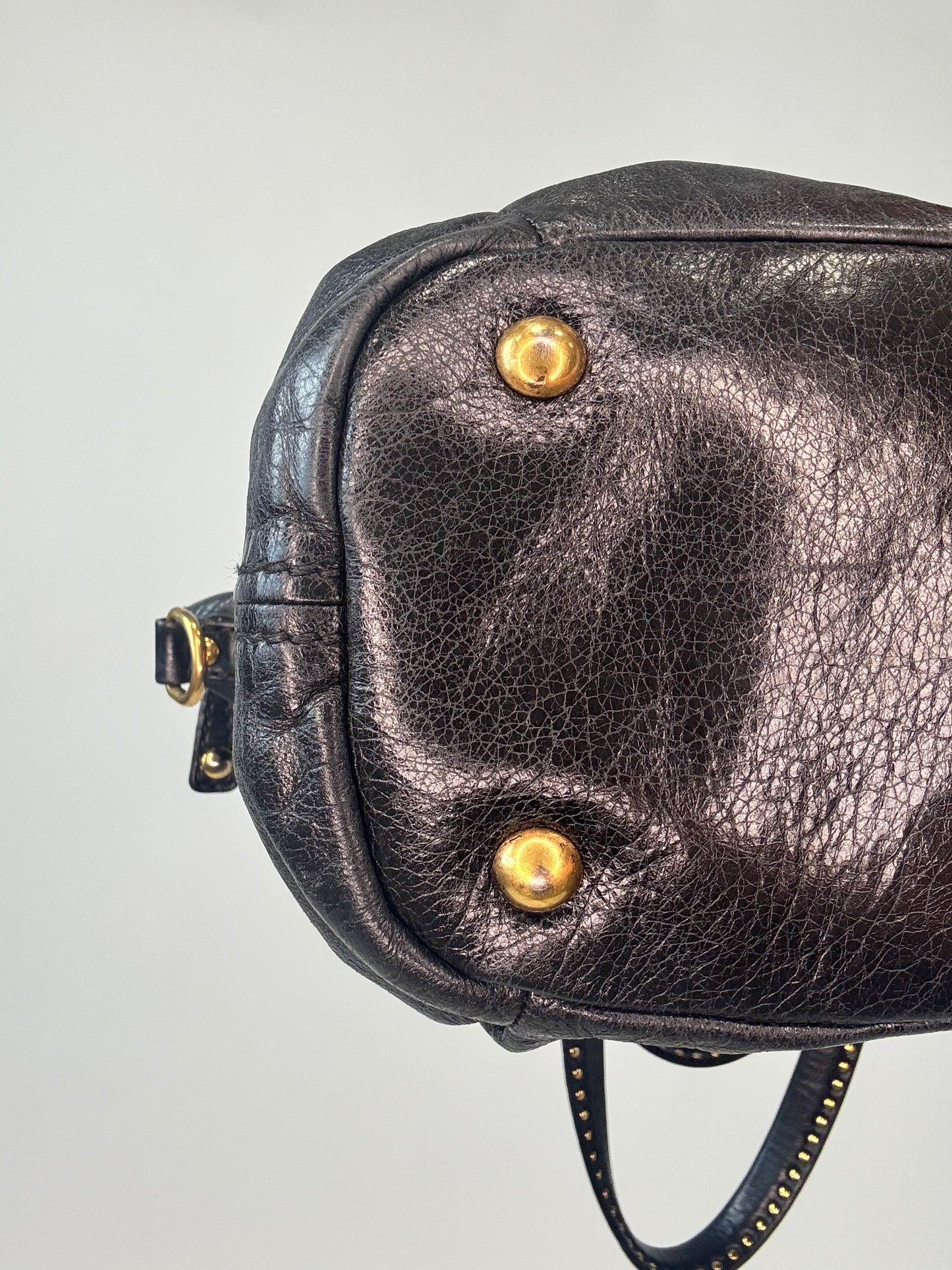 Miu Miu Archive Studded Heart Charm 2way Handbag- Black