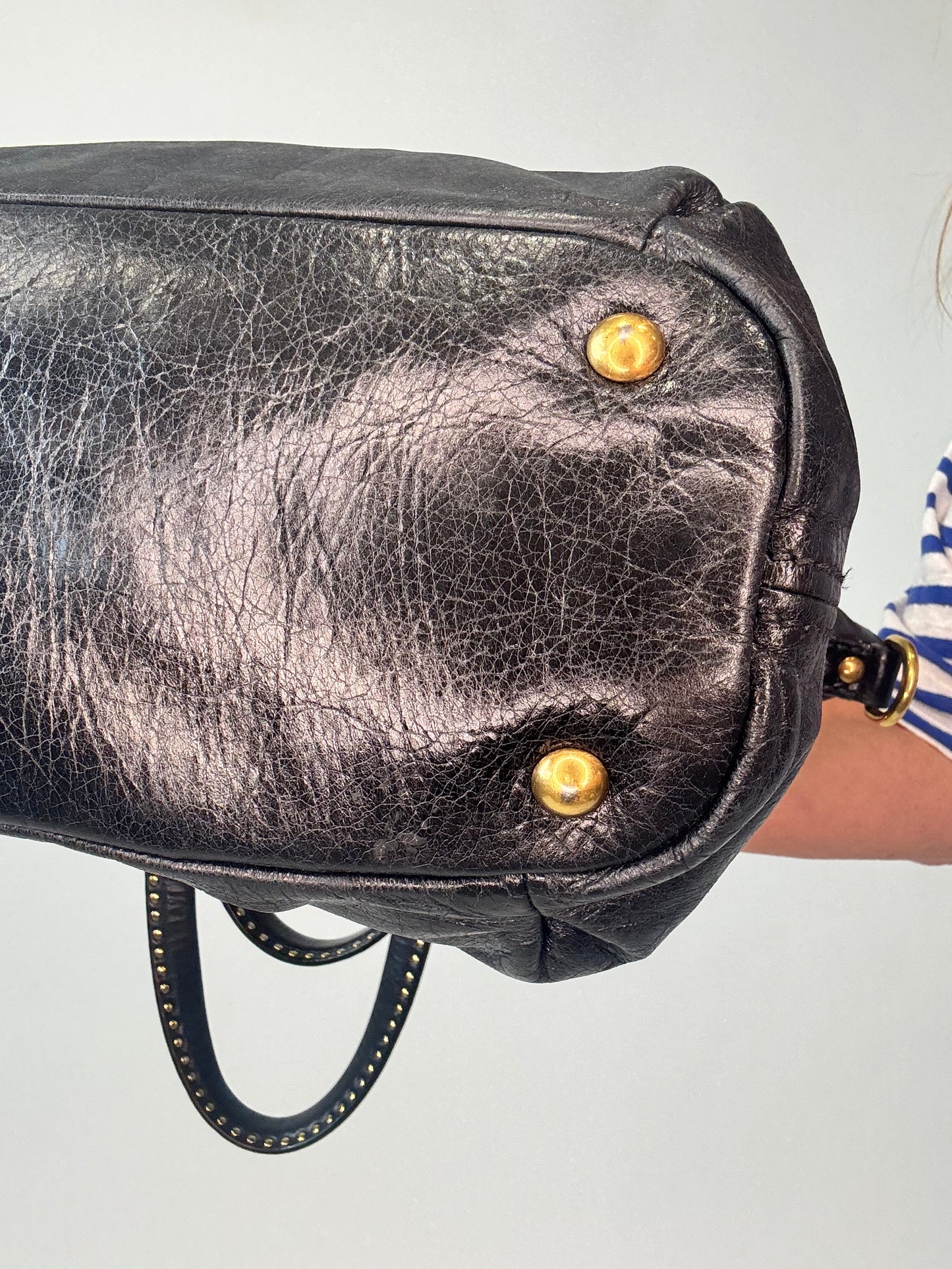 Miu Miu Archive Studded Heart Charm 2way Handbag- Black