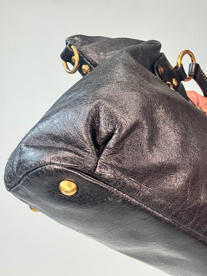 Miu Miu Archive Studded Heart Charm 2way Handbag- Black