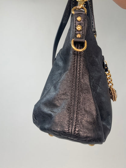 Miu Miu Archive Studded Heart Charm 2way Handbag- Black