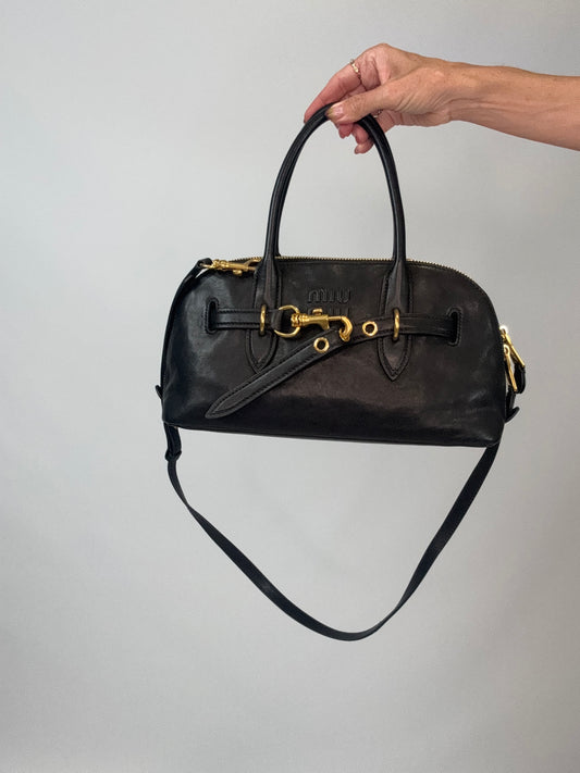 Miu Miu Aventure Nappa Leather Top Handle - Black