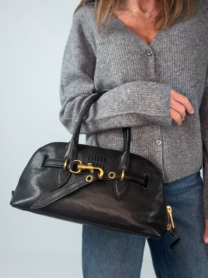 Miu Miu Aventure Nappa Leather Top Handle - Black