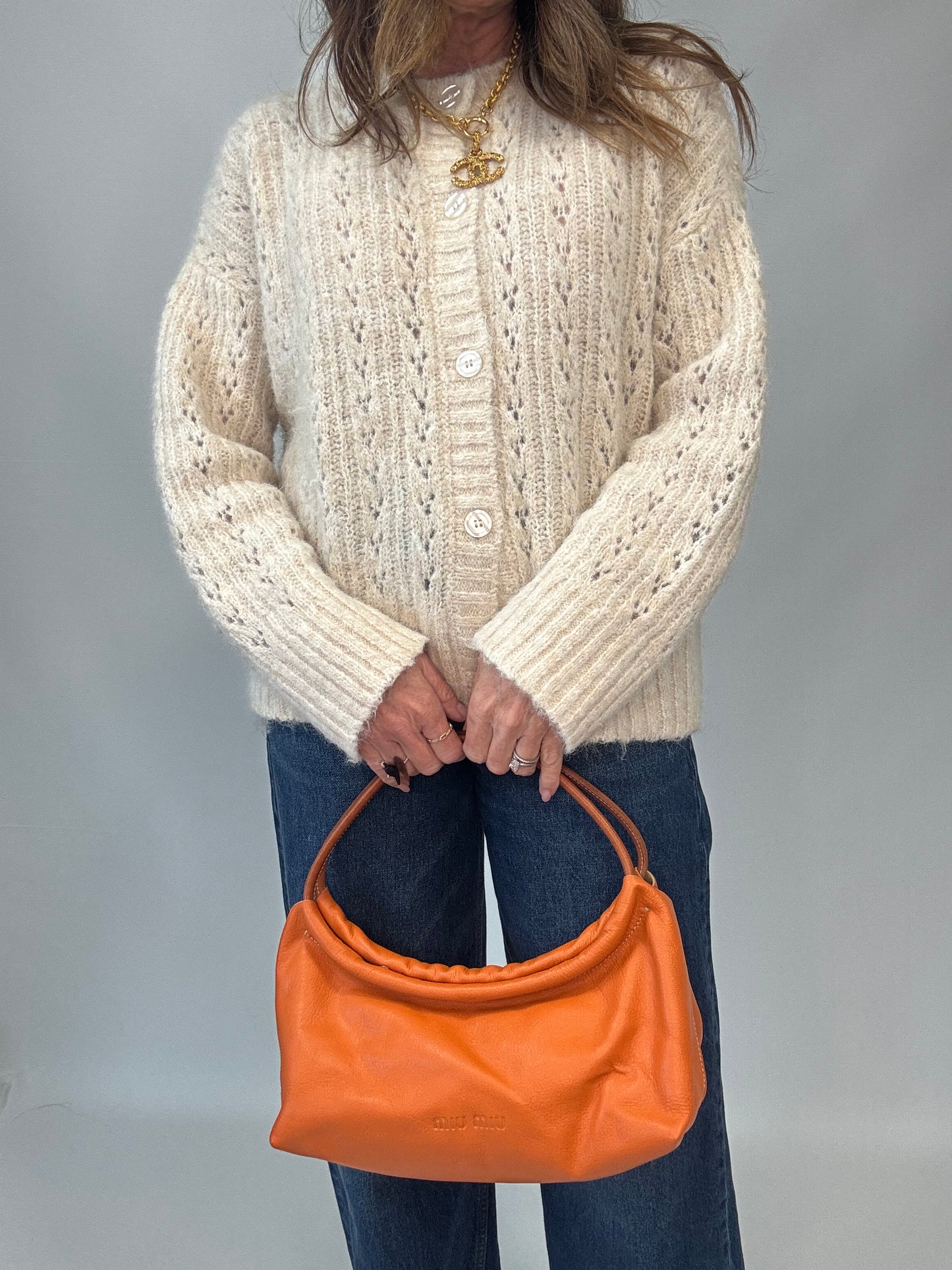Miu Miu Leather Logo Shoulder Bag - Orange