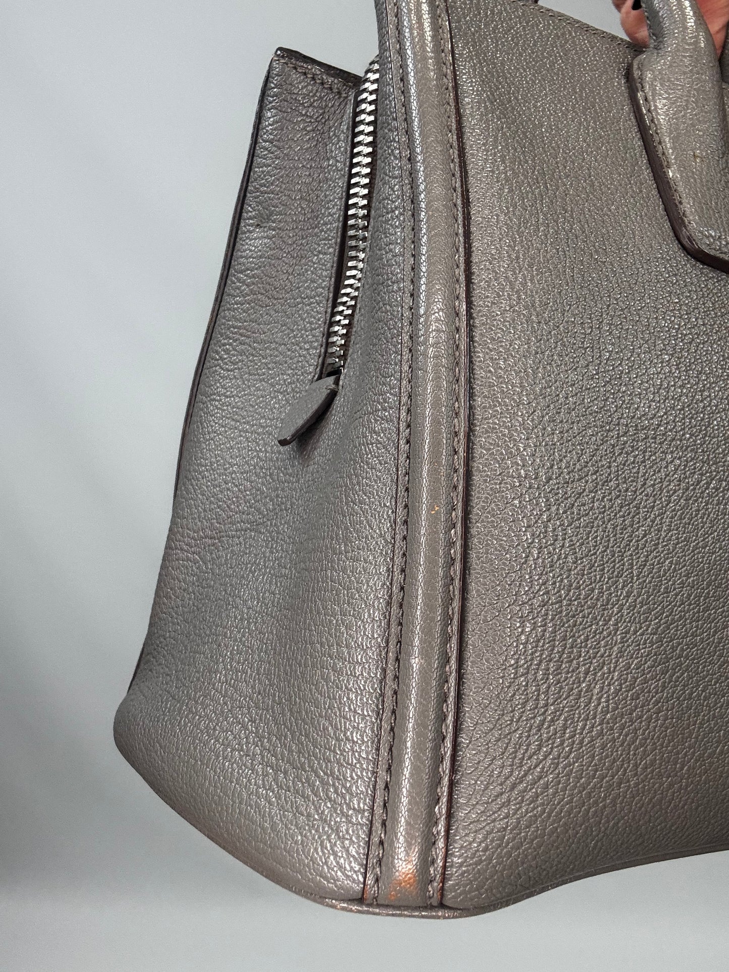 Miu Miu Leather Two Way Tote Bag - Gray