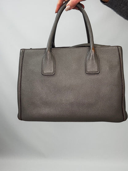 Miu Miu Leather Two Way Tote Bag - Gray