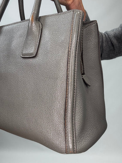 Miu Miu Leather Two Way Tote Bag - Gray