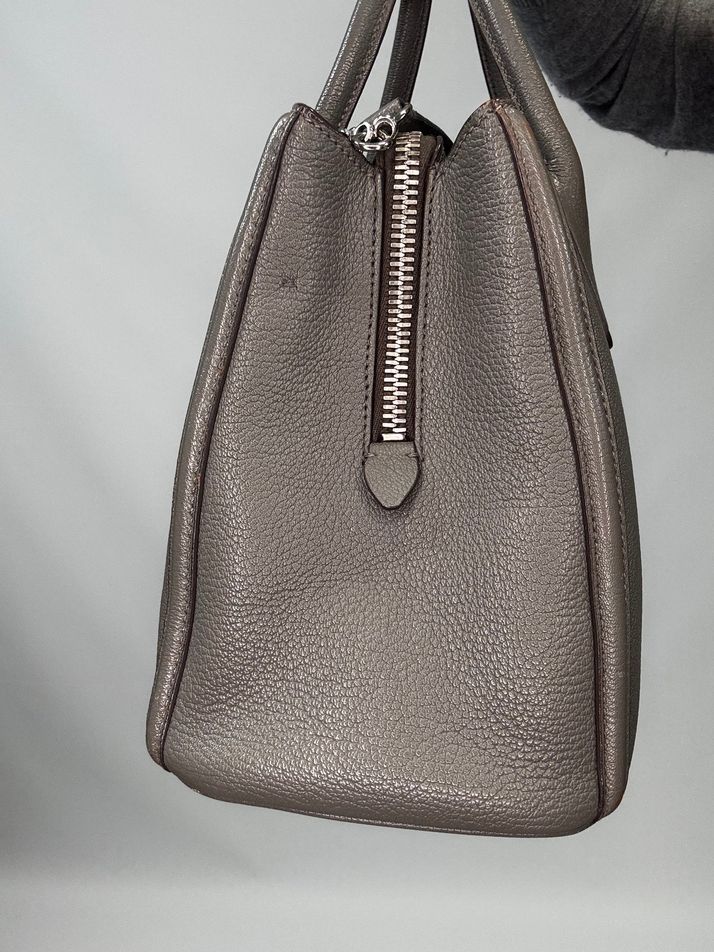 Miu Miu Leather Two Way Tote Bag - Gray