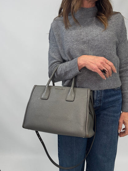 Miu Miu Leather Two Way Tote Bag - Gray