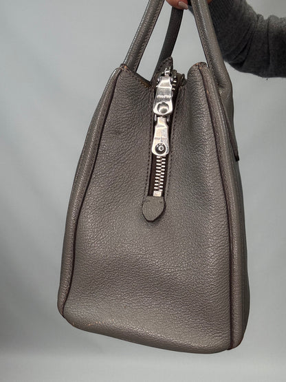 Miu Miu Leather Two Way Tote Bag - Gray
