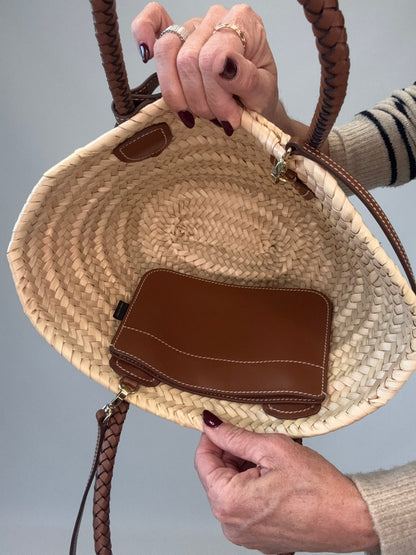 Miu Miu Logo Patch Raffia Tote Bag