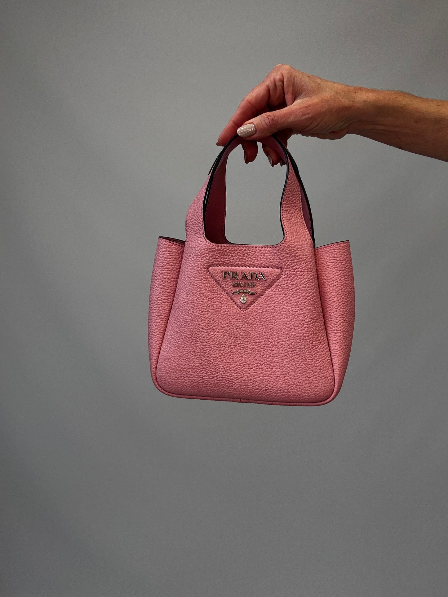 Prada Mini Calfskin Leather Tote Bag - Pink