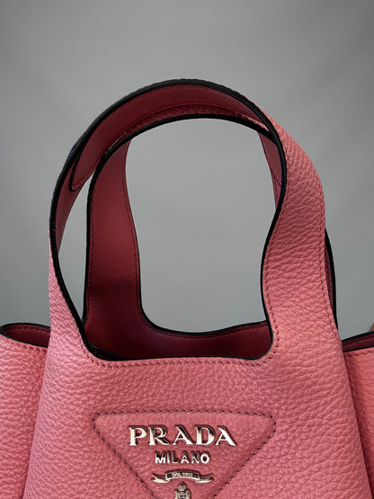 Prada Mini Calfskin Leather Tote Bag - Pink