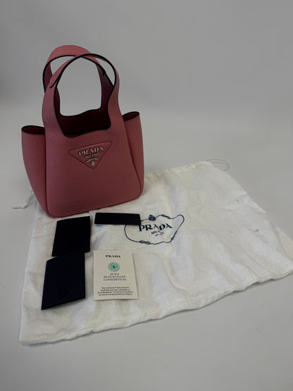 Prada Mini Calfskin Leather Tote Bag - Pink