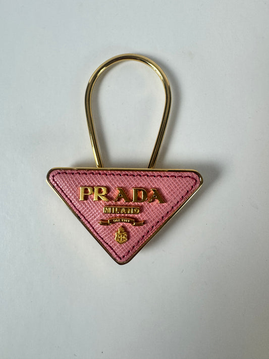 Prada Saffiano Leather Key Chain / Bag Charm - Pink