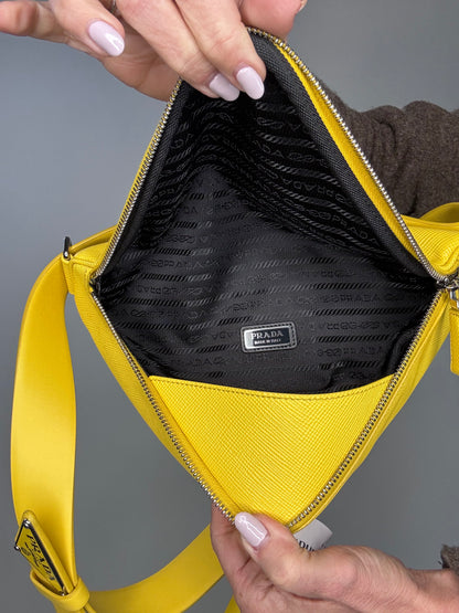Prada Saffiano Triangle Shoulder Belt Bag