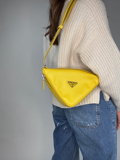 Prada Saffiano Triangle Shoulder Belt Bag