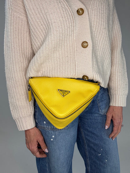 Prada Saffiano Triangle Shoulder Belt Bag