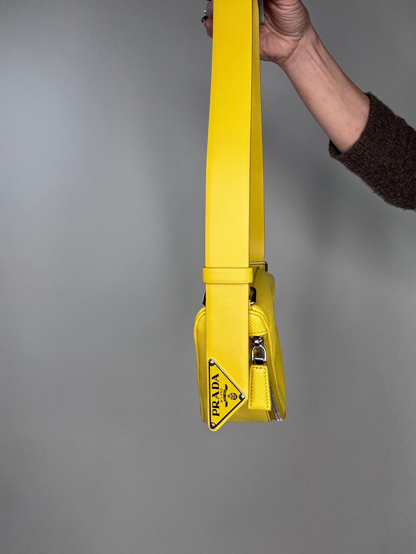 Prada Saffiano Triangle Shoulder Belt Bag