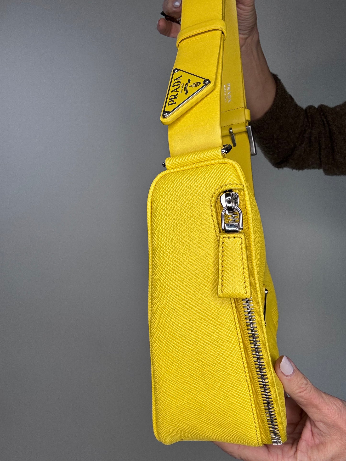 Prada Saffiano Triangle Shoulder Belt Bag