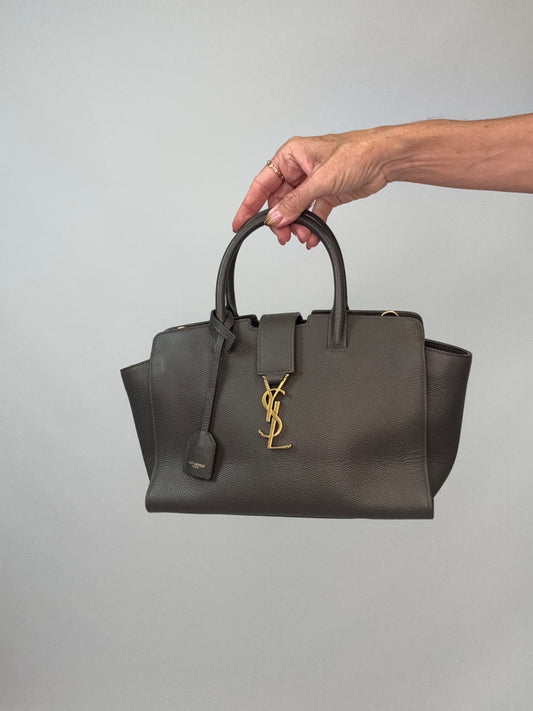 Saint Laurent Downtown Monogram Cabas Baby Tote- Grey