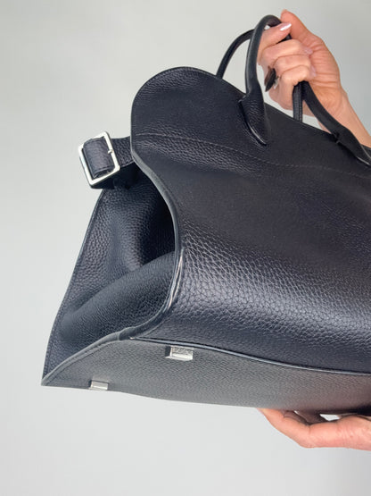 The Row Matte Grained Calfskin Soft Margaux 15 - Navy
