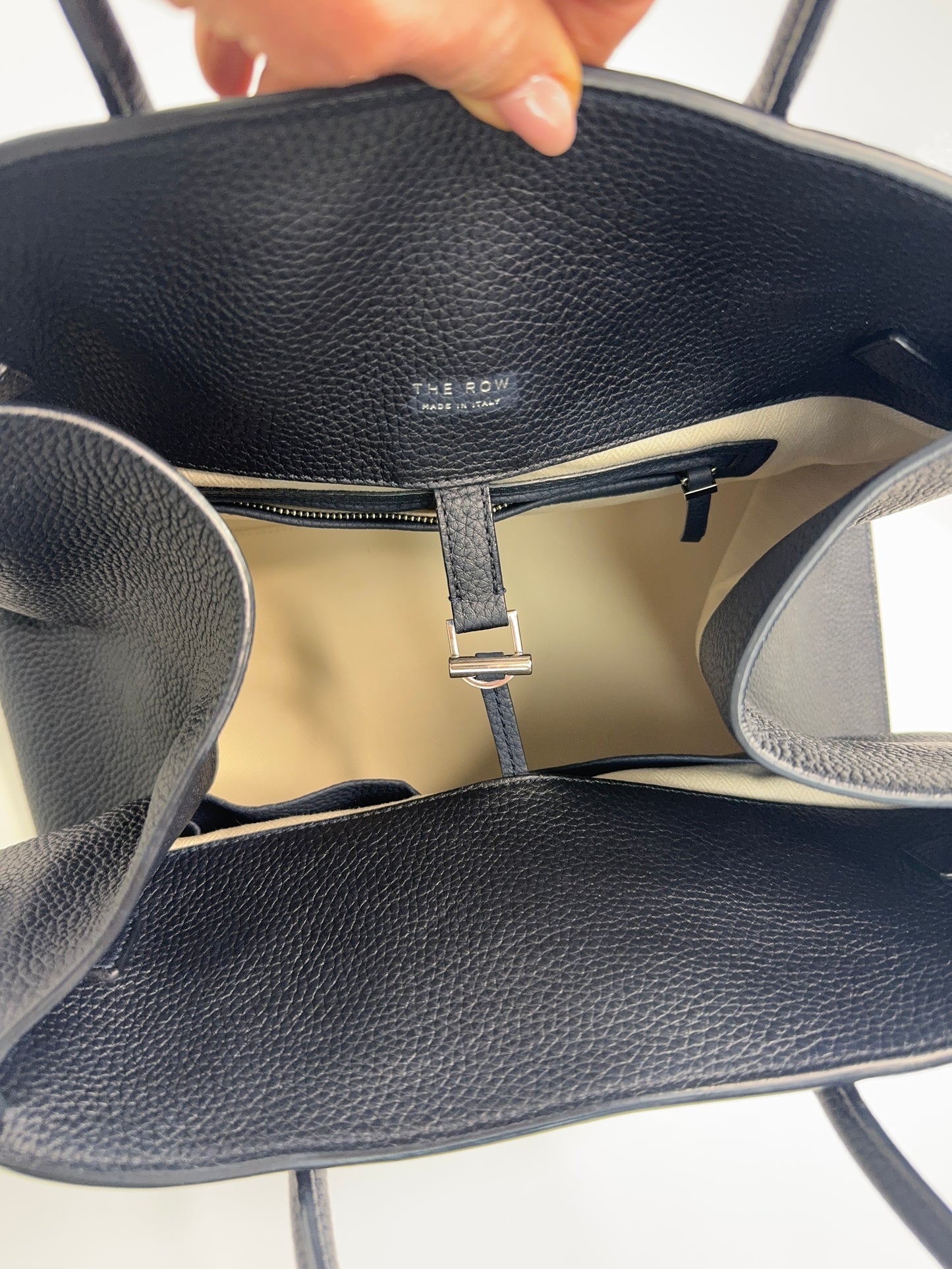 The Row Matte Grained Calfskin Soft Margaux 15 - Navy