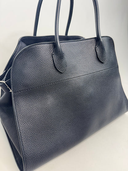 The Row Matte Grained Calfskin Soft Margaux 15 - Navy