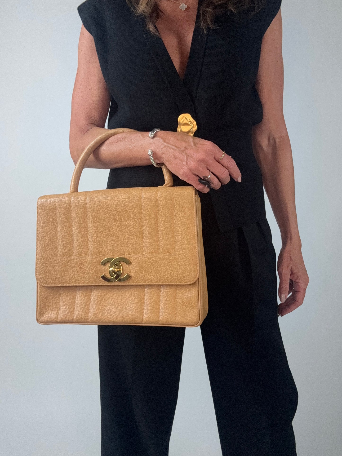 Vintage Chanel Caviar Vertical Kelly Flap Bag