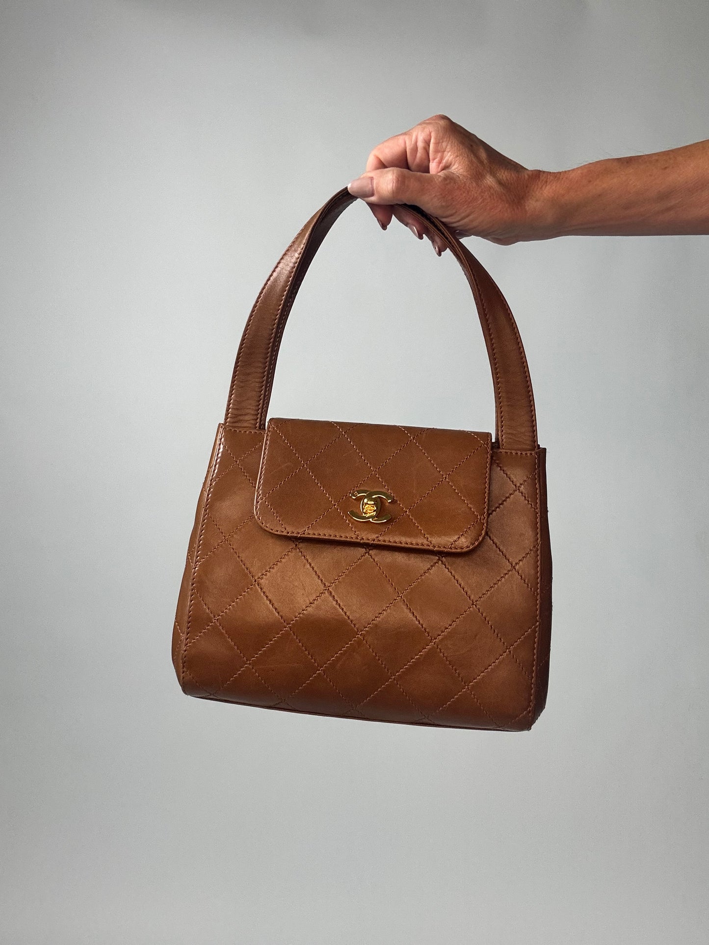 Vintage Chanel Top Handle Flap Bag - Brown