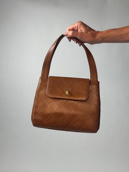 Vintage Chanel Top Handle Flap Bag - Brown