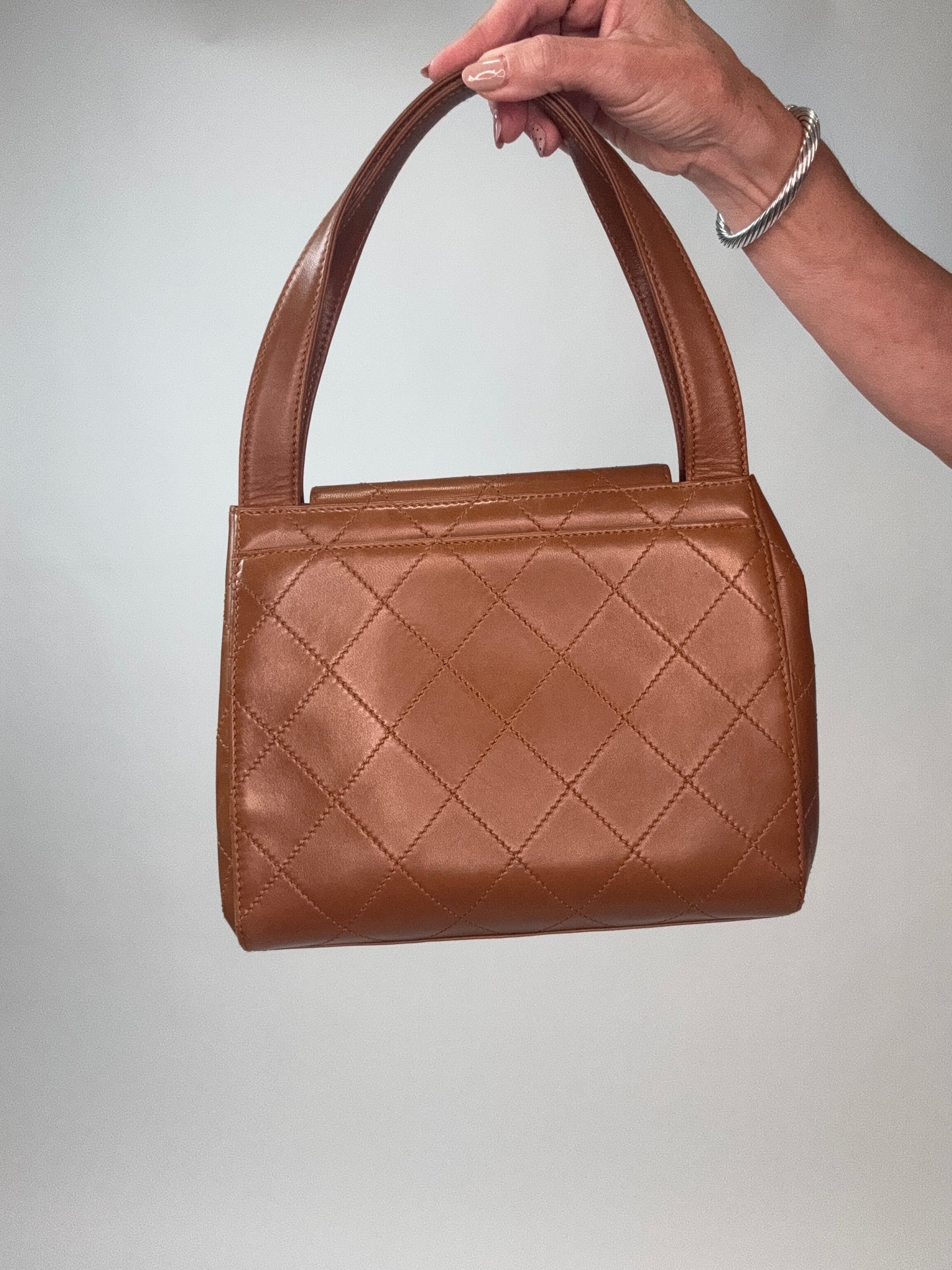 Vintage Chanel Top Handle Flap Bag - Brown