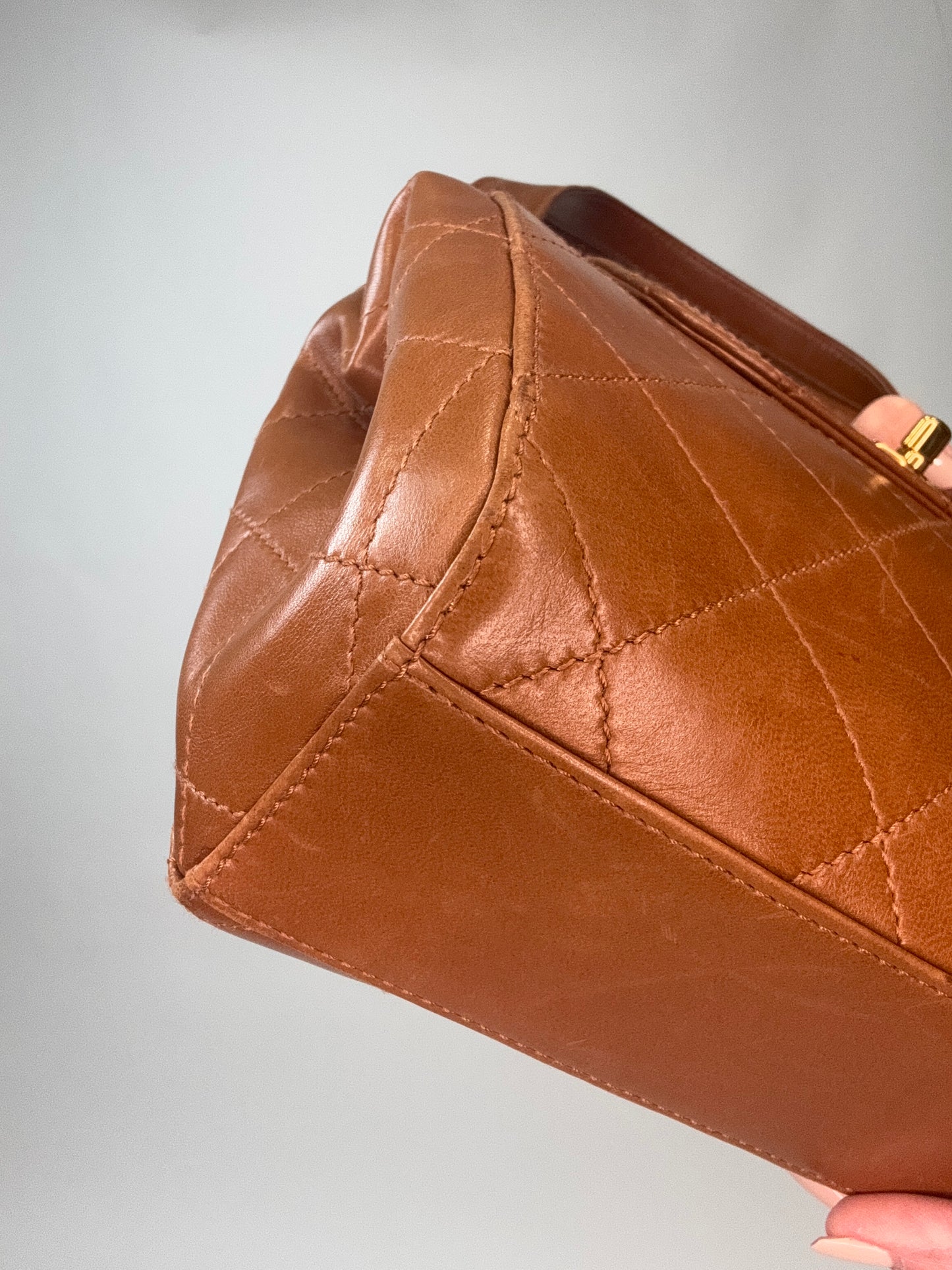 Vintage Chanel Top Handle Flap Bag - Brown