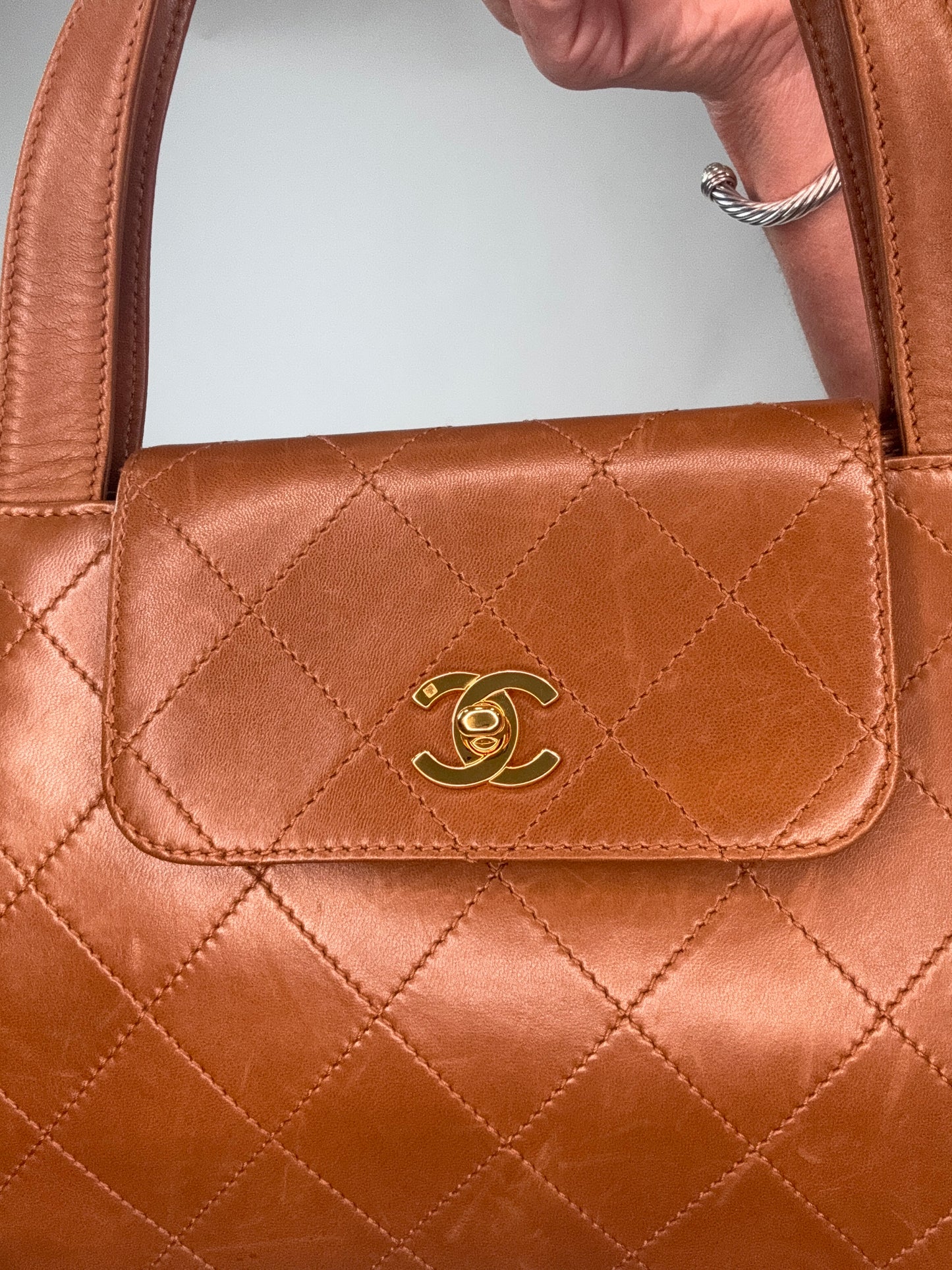 Vintage Chanel Top Handle Flap Bag - Brown