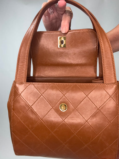 Vintage Chanel Top Handle Flap Bag - Brown
