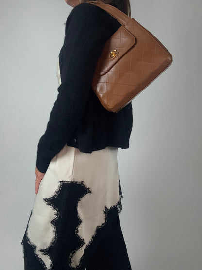 Vintage Chanel Top Handle Flap Bag - Brown